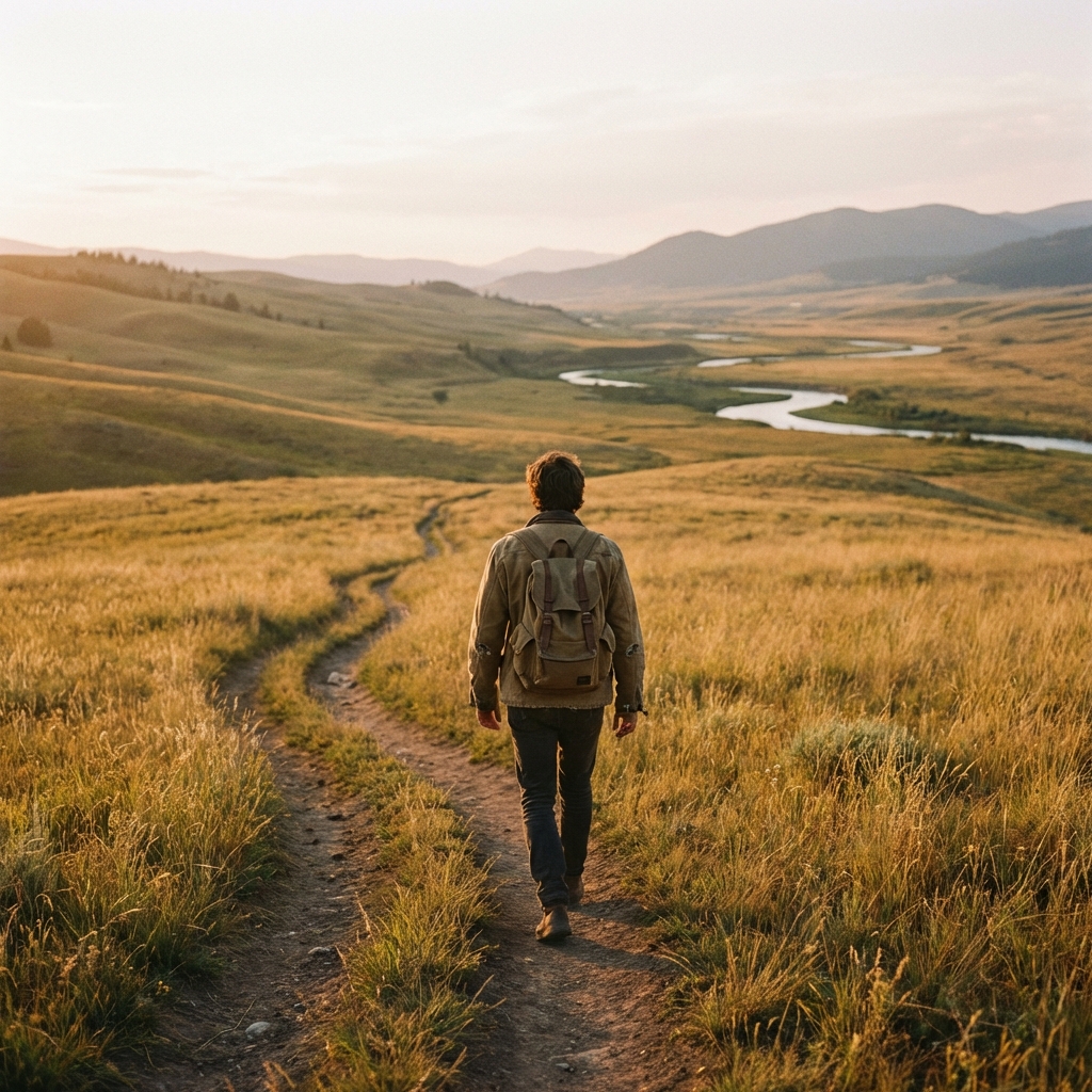 Walking alone in nature